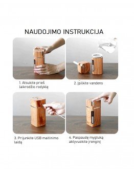 Kvapų Difuzorius Mini 300ml medžio spalvos
