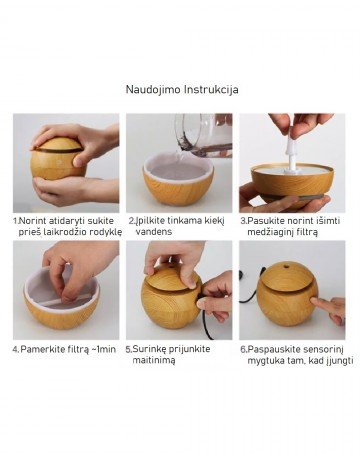 Kvapų Difuzorius Mini 130ml  tamsaus medžio spalvos